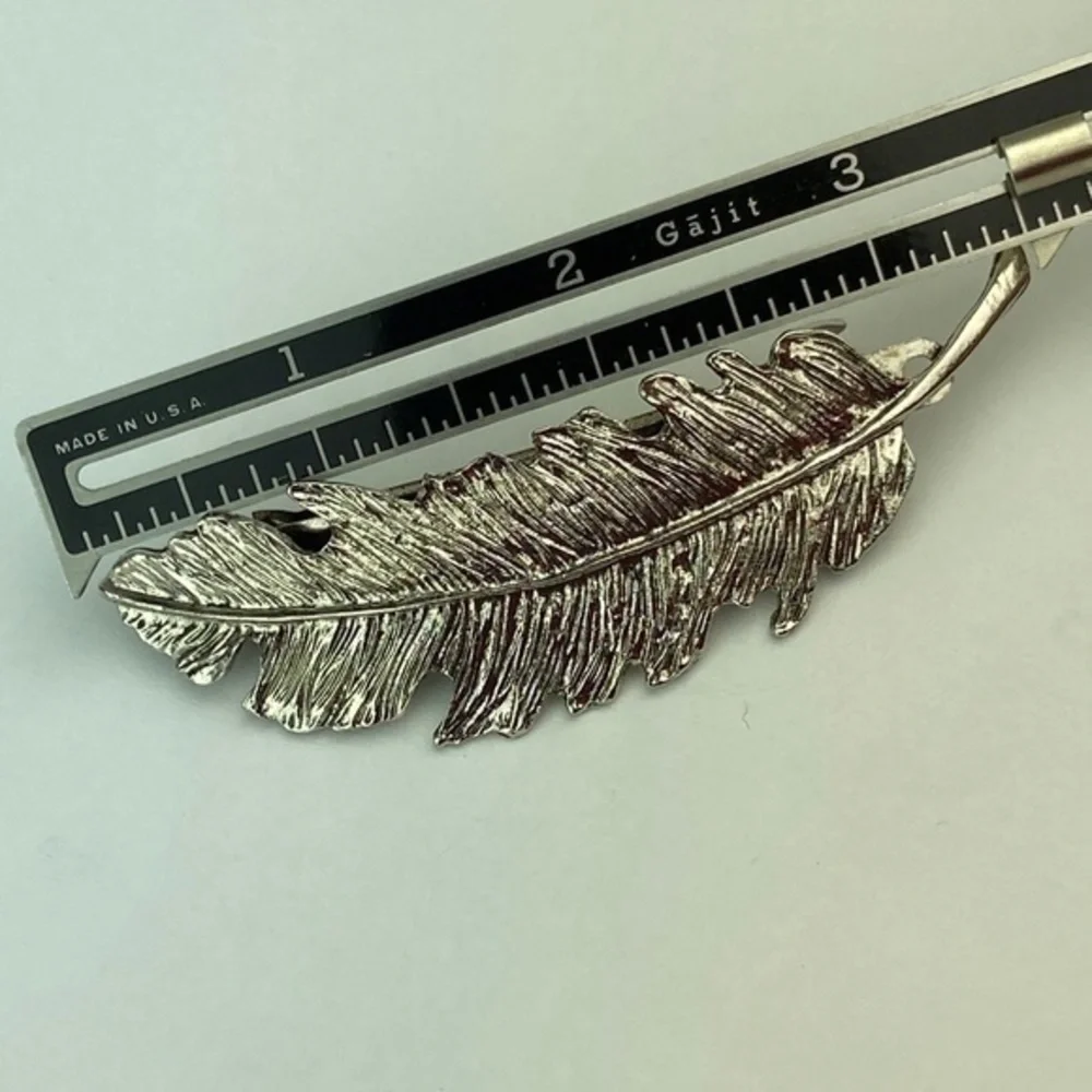 Feather Metal Hair Clip Silver‎ Tone Boho